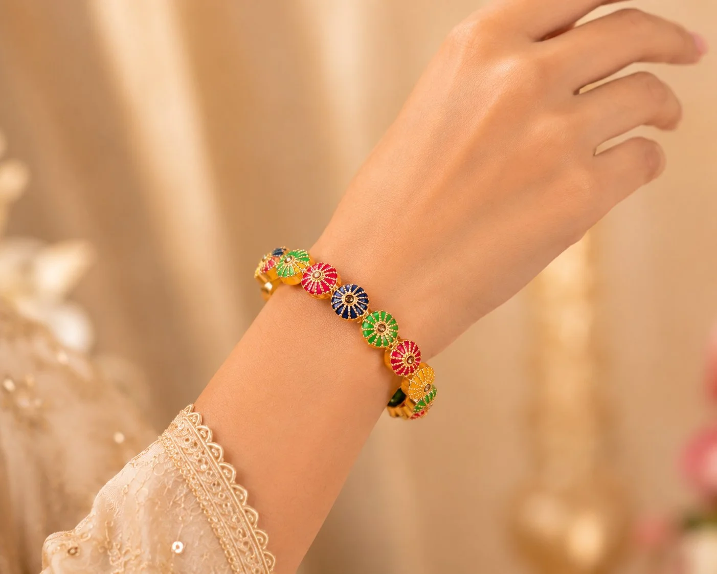 Multicolour Meenakari Gold Plated Bangles Set of 2 for Women | Traditional Festive Wear Bangles